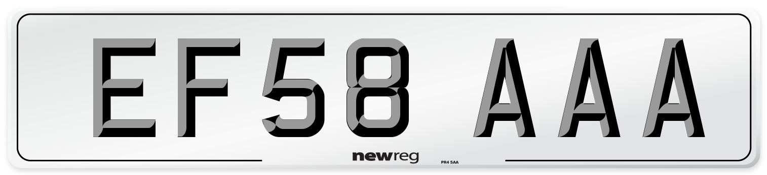 EF58 AAA Number Plate from New Reg
